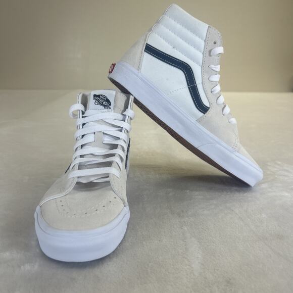 NWOB Vans Sk8-Hi Classic Sport Cream Dress Blue High Top Mens 6.5, Womens 8 - Picture 1 of 13